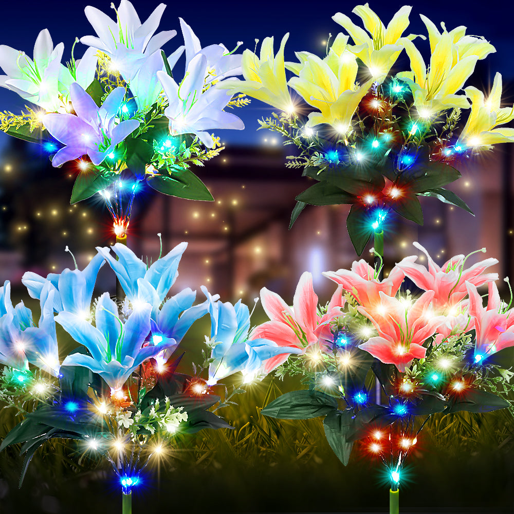 Elegant Solar Lily Garden Lights | Pure Serenity Collection (Set of 4)