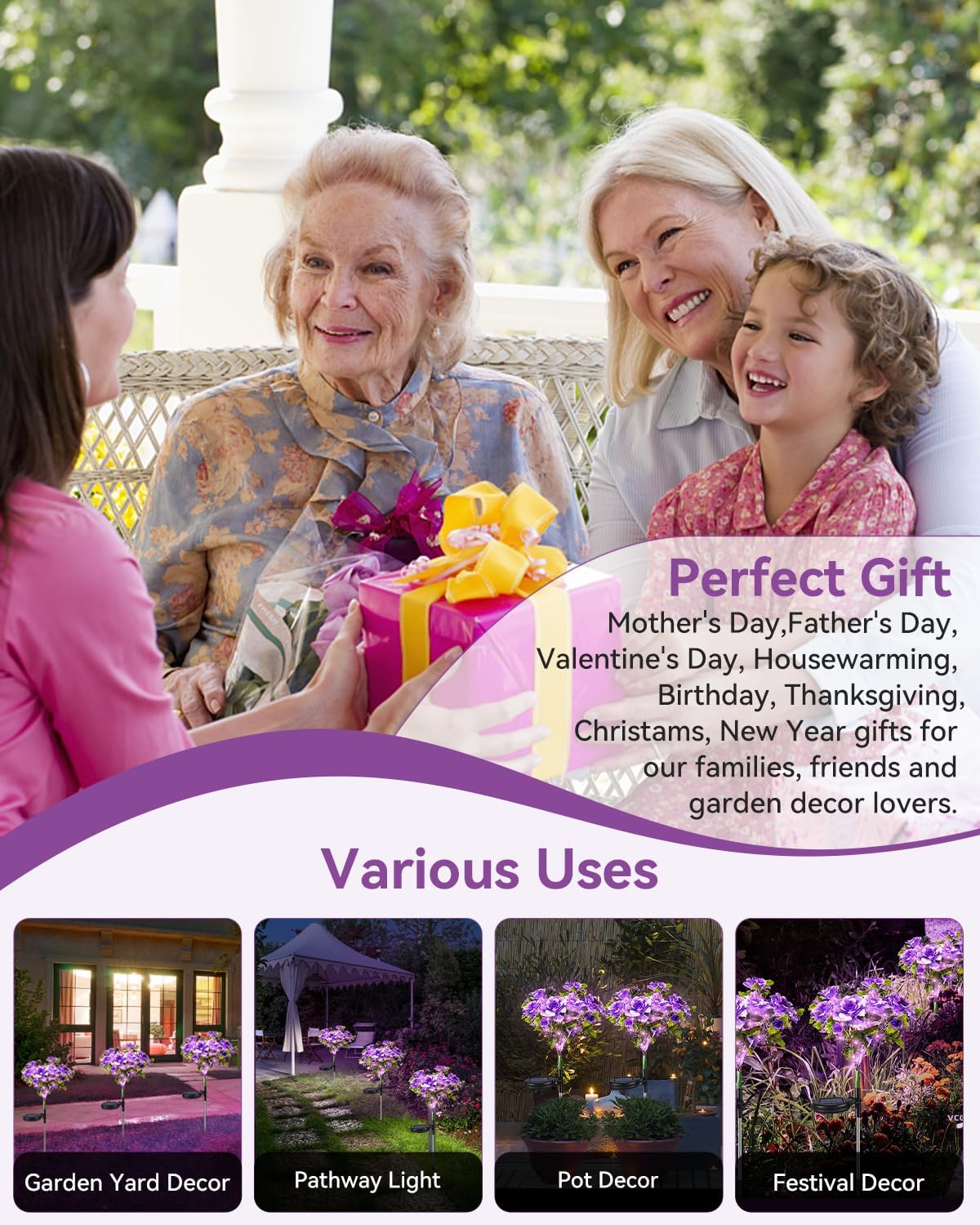 Realistic Solar Carnation Lights | Everlasting Gratitude Collection (Set of 4)