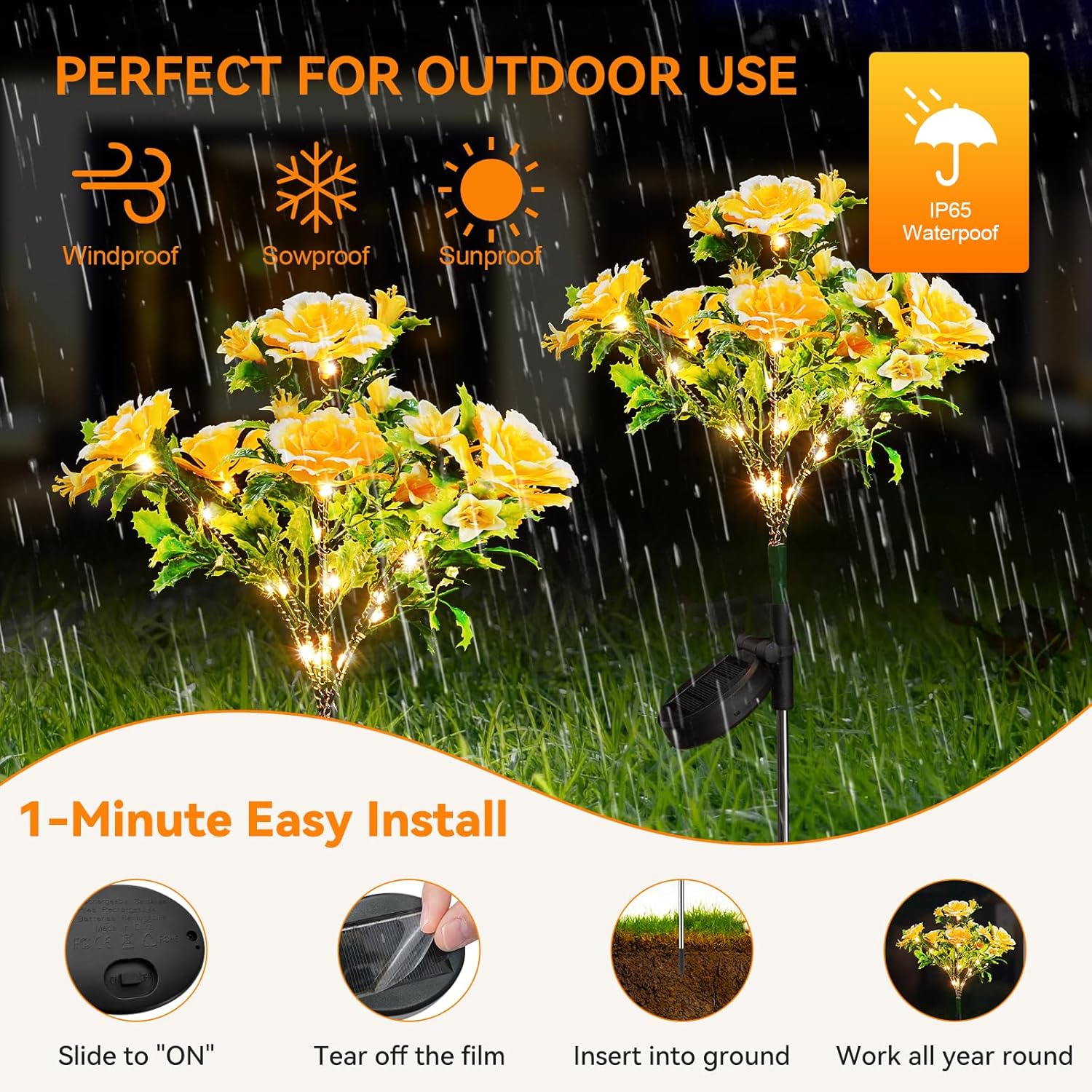Realistic Solar Carnation Lights | Everlasting Gratitude Collection (Set of 4)