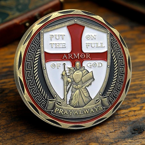 Knights Templar Coin Armor of God Spiritual Challenge Coin Religious Collectible