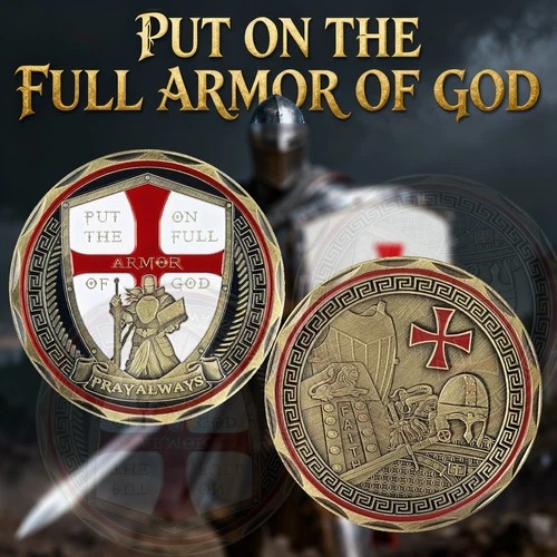 Knights Templar Coin Armor of God Spiritual Challenge Coin Religious Collectible
