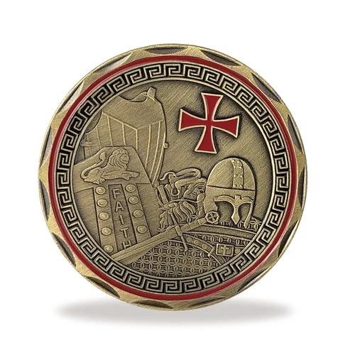 Knights Templar Coin Armor of God Spiritual Challenge Coin Religious Collectible