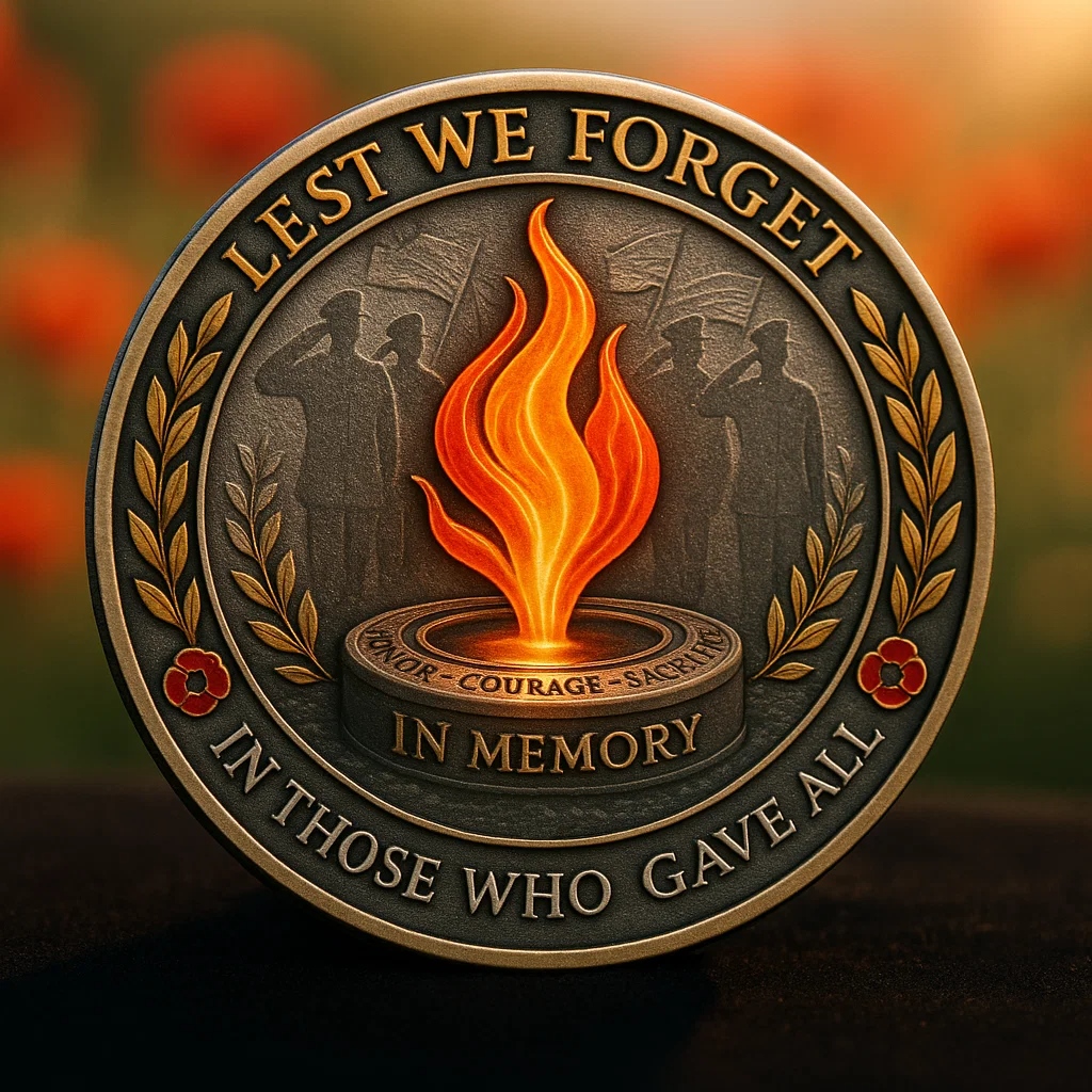🌺 “Remembrance Poppy – Lest We Forget” Commemorative Coin 🇬🇧🇺🇸