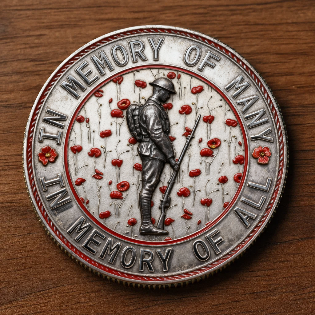 🌺 “In Memory of Many, In Memory of All” Poppy Remembrance Coin