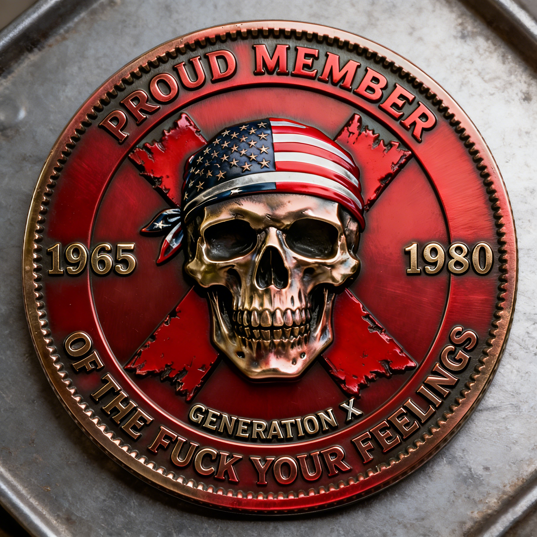 Generation X “Proud Member” Skull Coin – The No-Nonsense, No-Apology Gen X Tribute