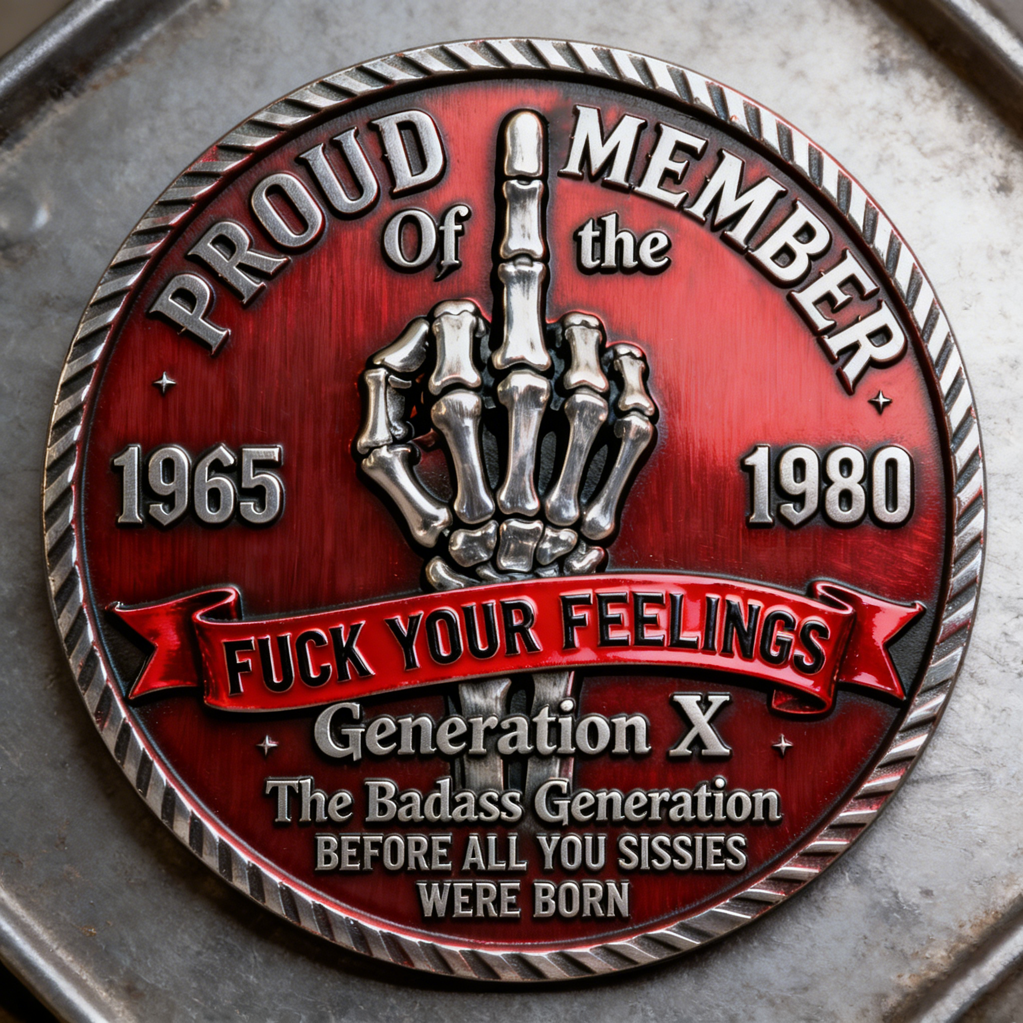Generation X “Proud Member” Skull Coin – The No-Nonsense, No-Apology Gen X Tribute