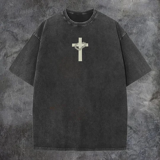 Jesus Christ Printed Men's Washed T-Shirt