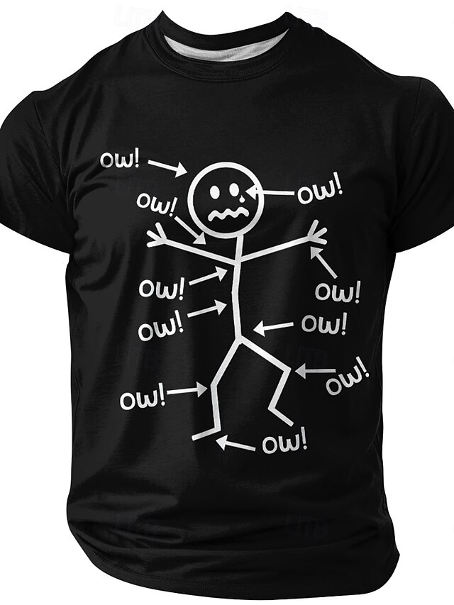 Men's Funny Graphic T-Shirt Ow! Aches & Pains Short Sleeve