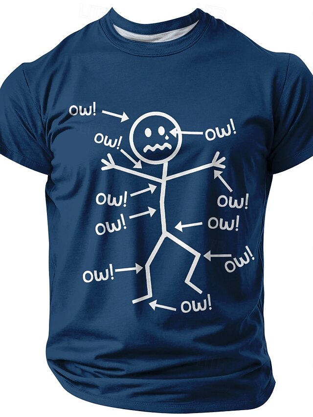 Men's Funny Graphic T-Shirt Ow! Aches & Pains Short Sleeve
