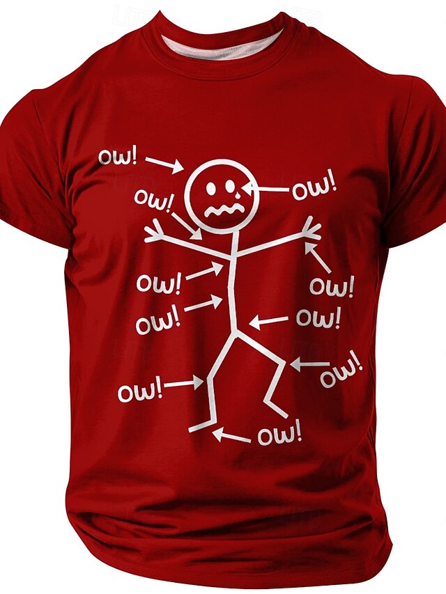 Men's Funny Graphic T-Shirt Ow! Aches & Pains Short Sleeve