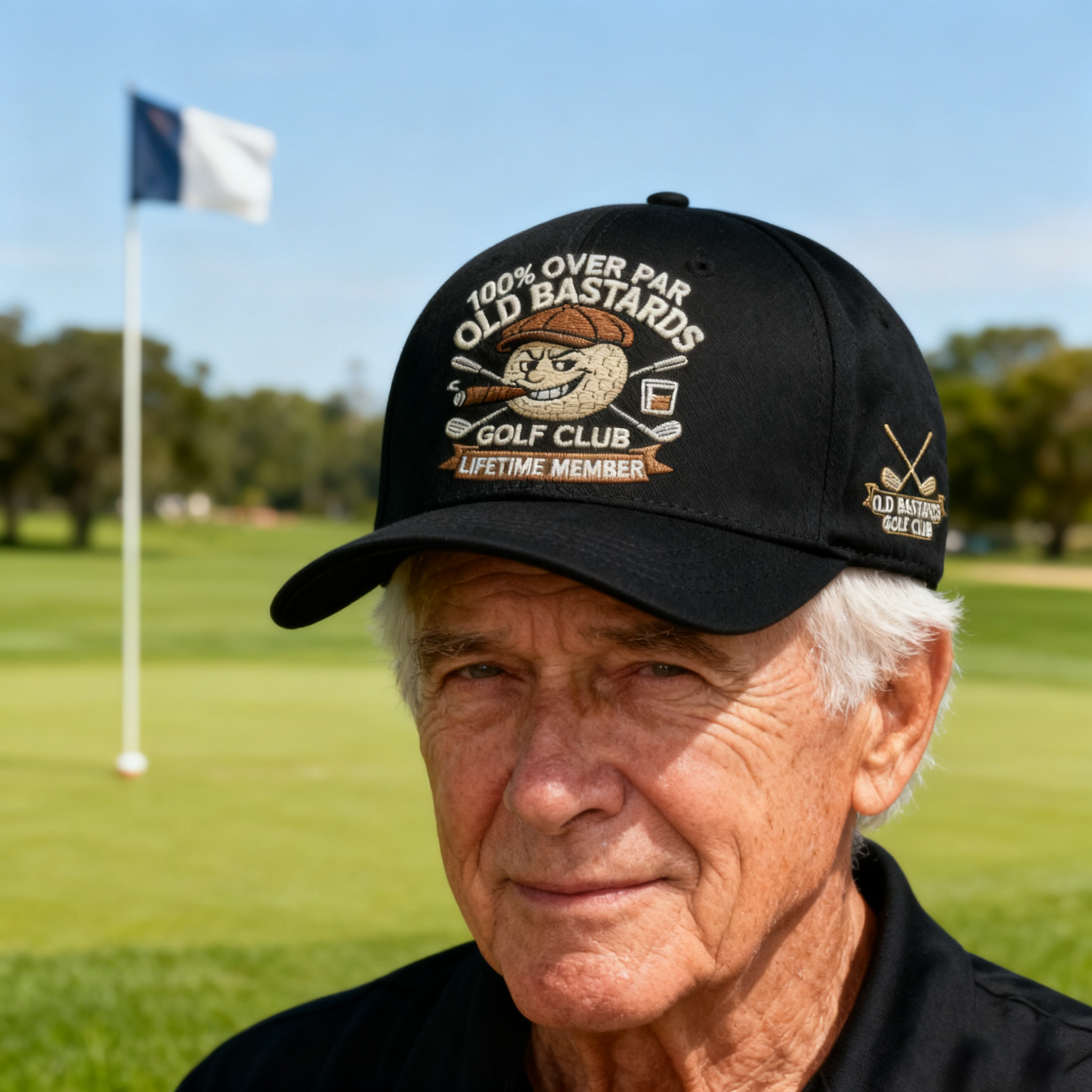 “OLD BASTARDS GOLF CLUB” Embroidered Cap — 100% Over Par, Lifetime Member Edition (BUY 2 FREE SHIPPING)