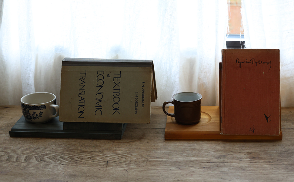 3-in-1 Wooden Triangle Bookmark, Book Stand & Drink Holder