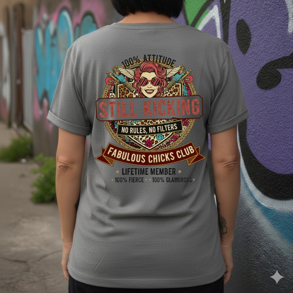 Still Kicking & Fabulous: Lifetime Member Attitude Custom Year Of Birth Women's V-neck long sleeve, V-neck, Sweatshirt, Hoodie