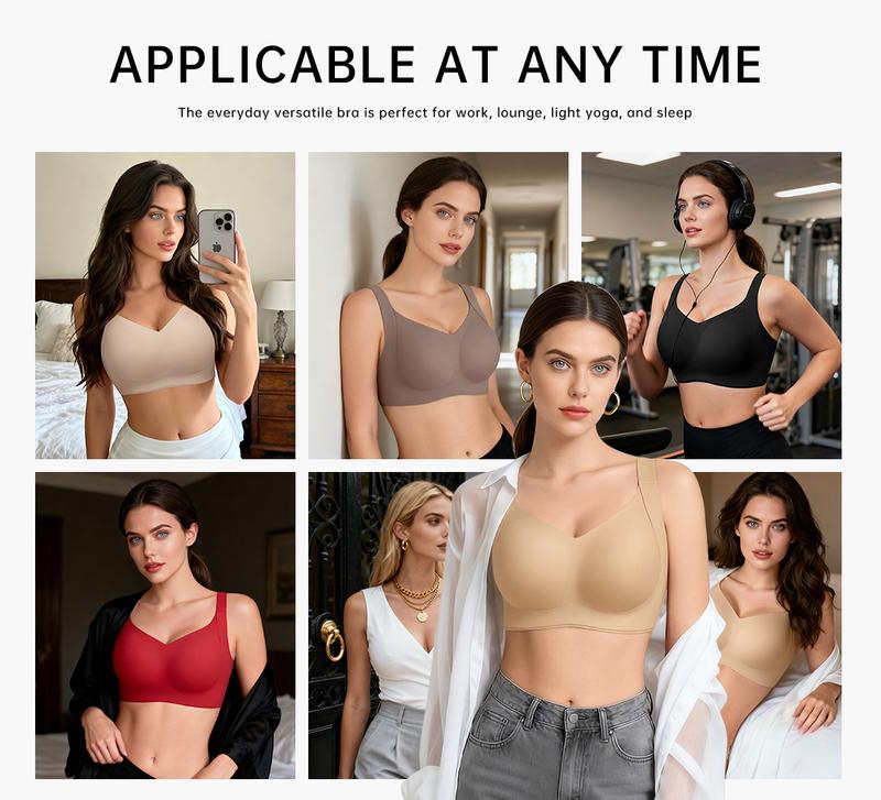 REALWILL Women Wireless Push Up Jelly Bra Supportive Seamless Bras for Women Double-Layer Lifting Straps Full Coverage Comfortable No Underwire T-Shirt Padded Bras Vneck Everyday Bras Springtok Valentine's Day REALWILL Women Wireless Push Up Jelly Bra Supportive Seamless Bras for Women Double-Layer Lifting Straps Full Coverage Comfortable No Underwire T-Shirt Padded Bras Vneck Everyday Bras Springtok Valentine's Day