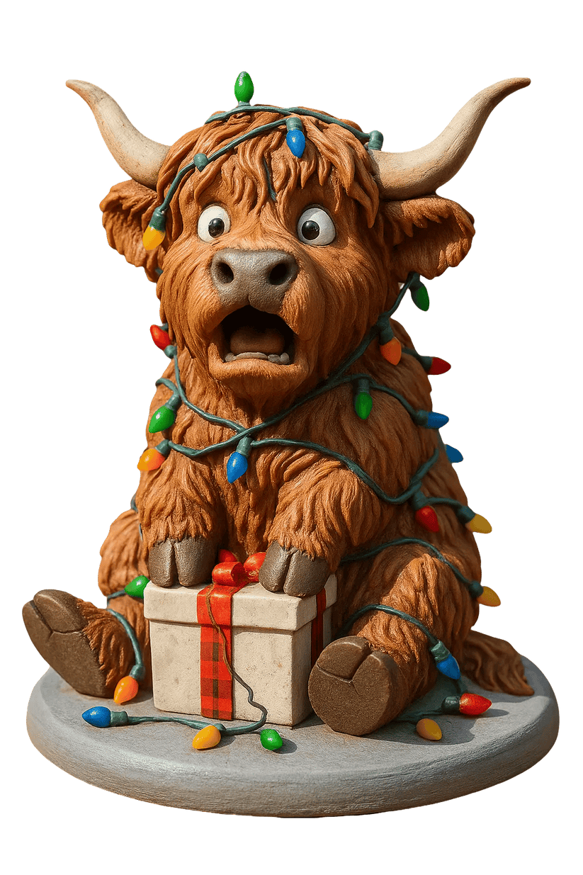 🐮Highland Cow Adventskalender 2025🎄✨ – Handgefertigte 3D-Highland-Cow-Puppen (24 Stück)