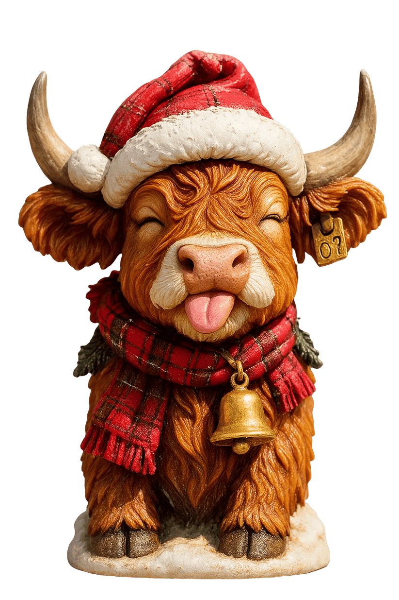 🐮Highland Cow Adventskalender 2025🎄✨ – Handgefertigte 3D-Highland-Cow-Puppen (24 Stück)