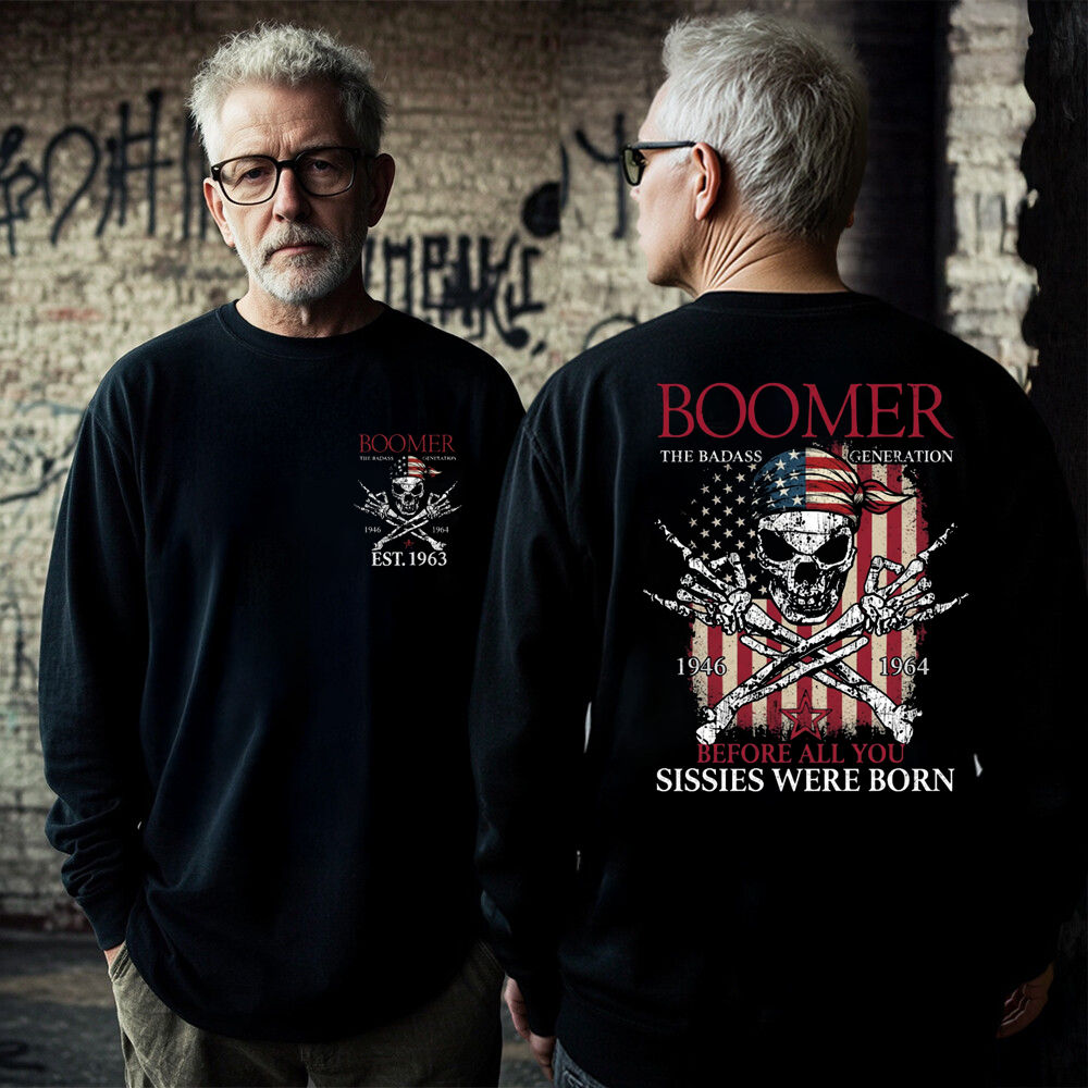 The Badass Generation | Boomer Rock Skull Full-Back Print T-Shirt
