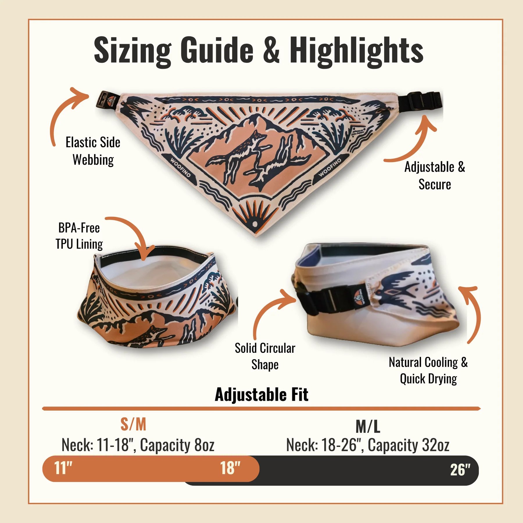 🐶2-in-1 Reversible Dog Bandana Bowl, Lightweight Spill-Proof TPU Travel Feeding Bowl for All Dogs Outdoor Hiking Camping💧