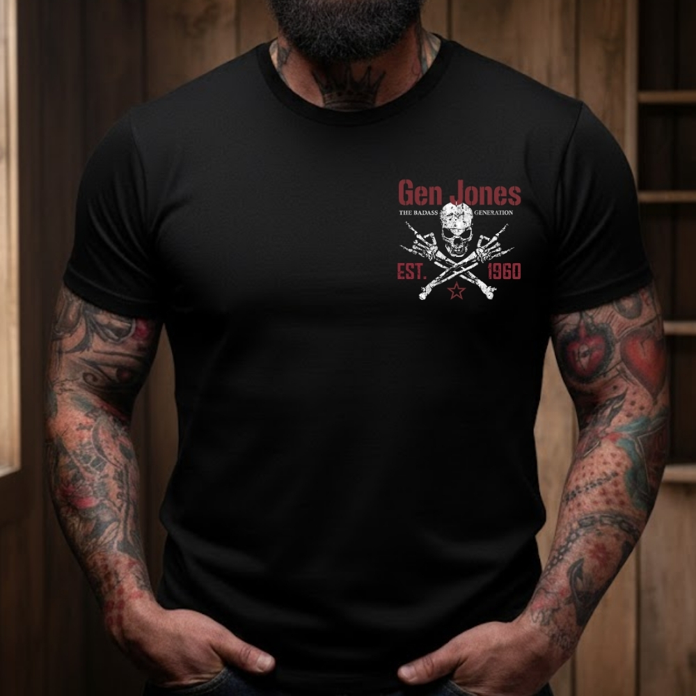Gen Jones The Badass Generation 1954-1965 Skull Graphic T-Shirt,Sweatshirt,Hoodie
