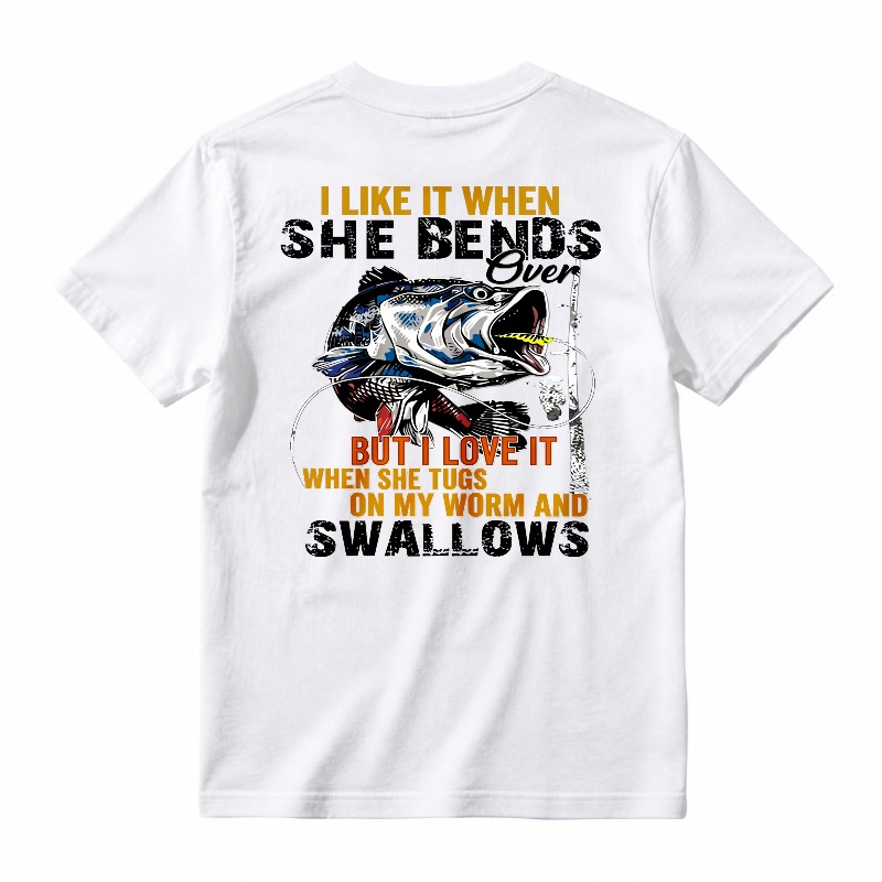 Funny Fishing Bass Worm Swallows Graphic T-shirt