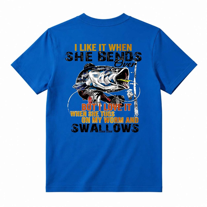 Funny Fishing Bass Worm Swallows Graphic T-shirt