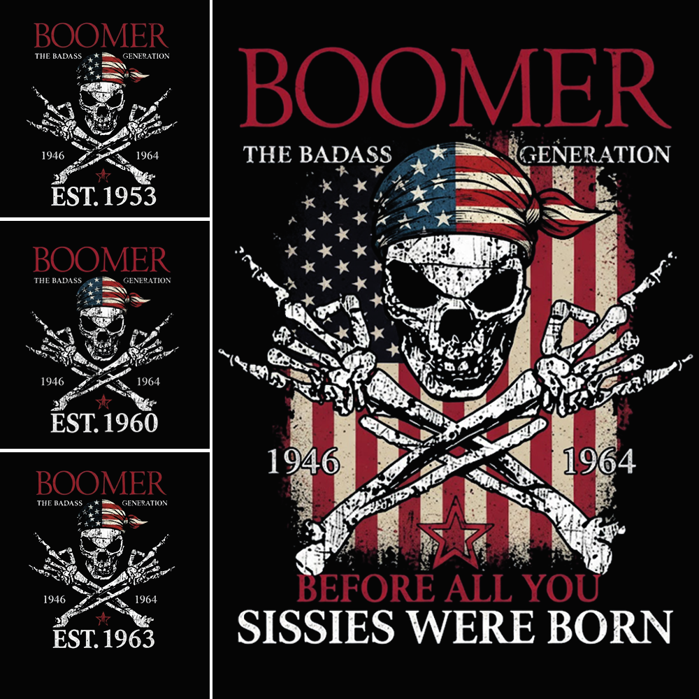 The Badass Generation | Boomer Rock Skull Full-Back Print T-Shirt