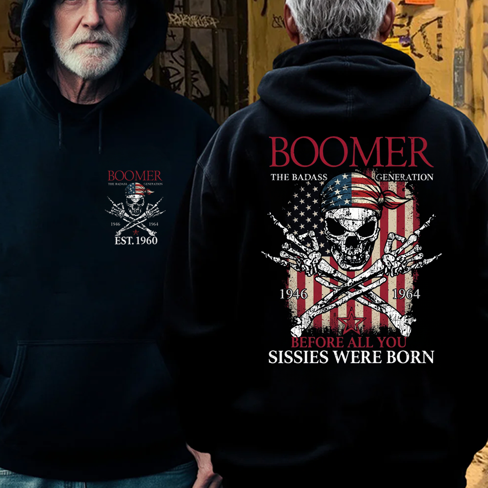 The Badass Generation | Boomer Rock Skull Full-Back Print T-Shirt