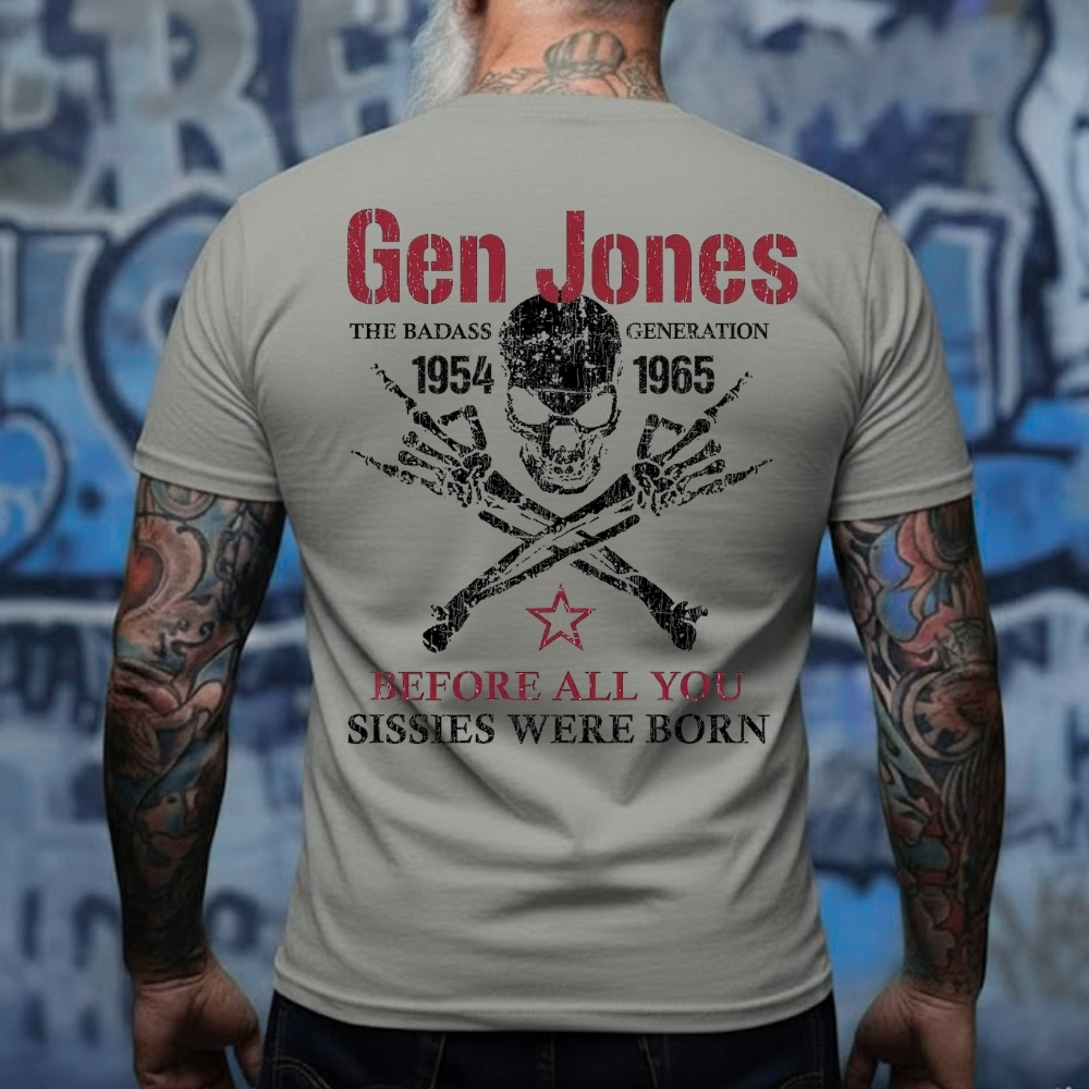 Gen Jones The Badass Generation 1954-1965 Skull Graphic T-Shirt,Sweatshirt,Hoodie