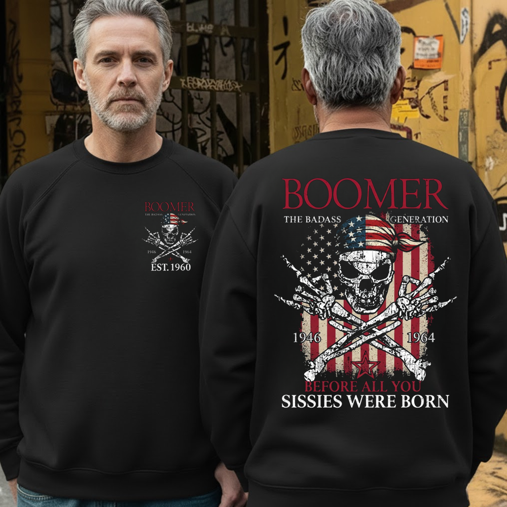 The Badass Generation | Boomer Rock Skull Full-Back Print T-Shirt