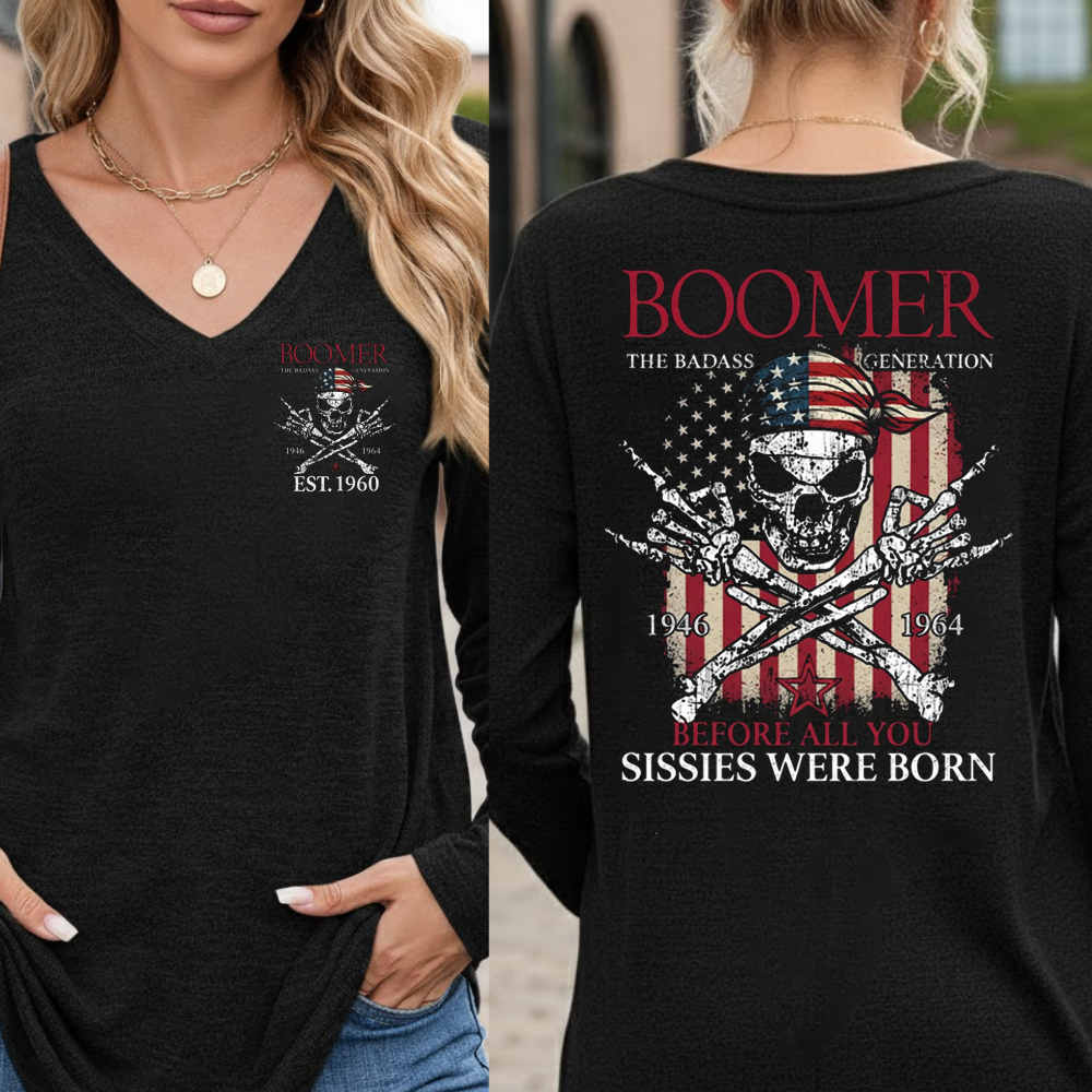 The Badass Generation | Boomer Rock Skull Full-Back Print T-Shirt