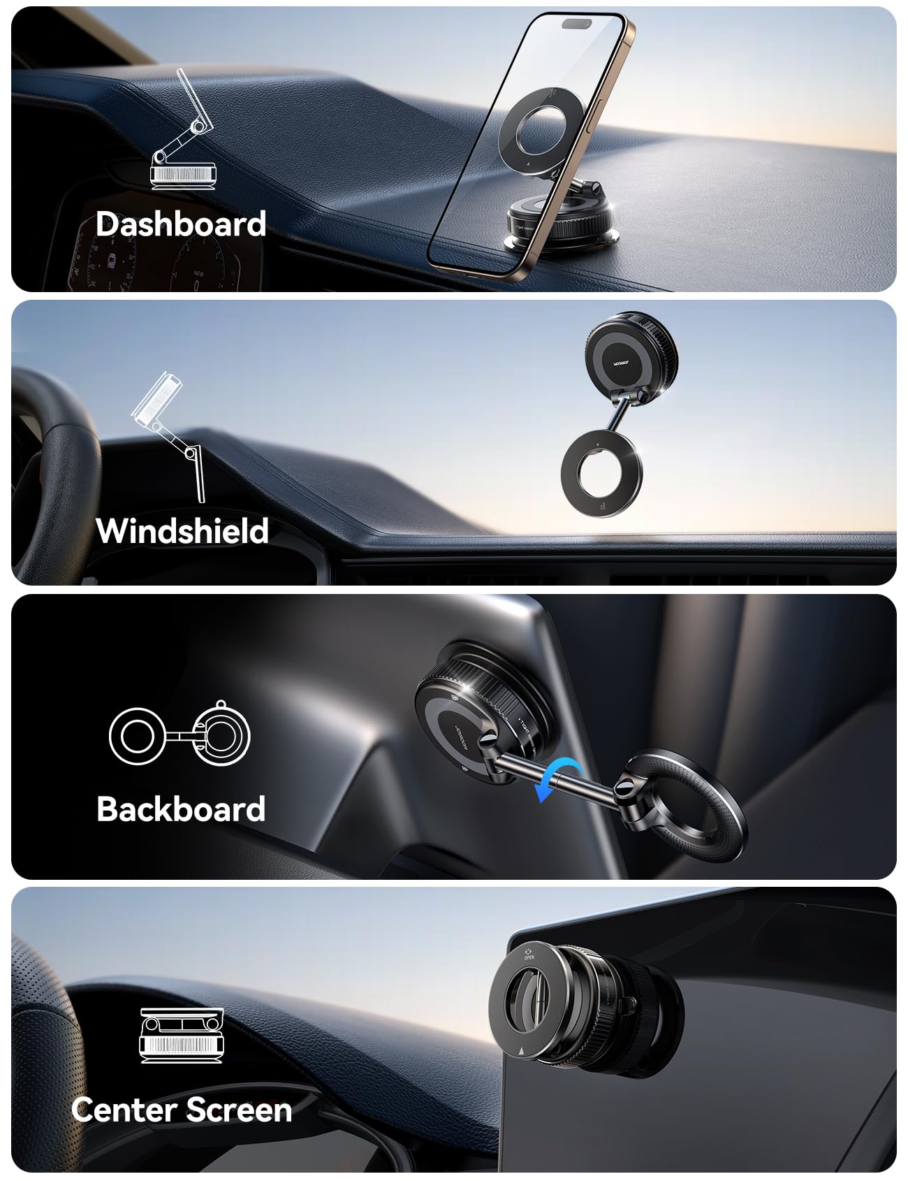  Newest 360° Adjustable Vacuum Magnetic Suction Cup Phone Holder Mount