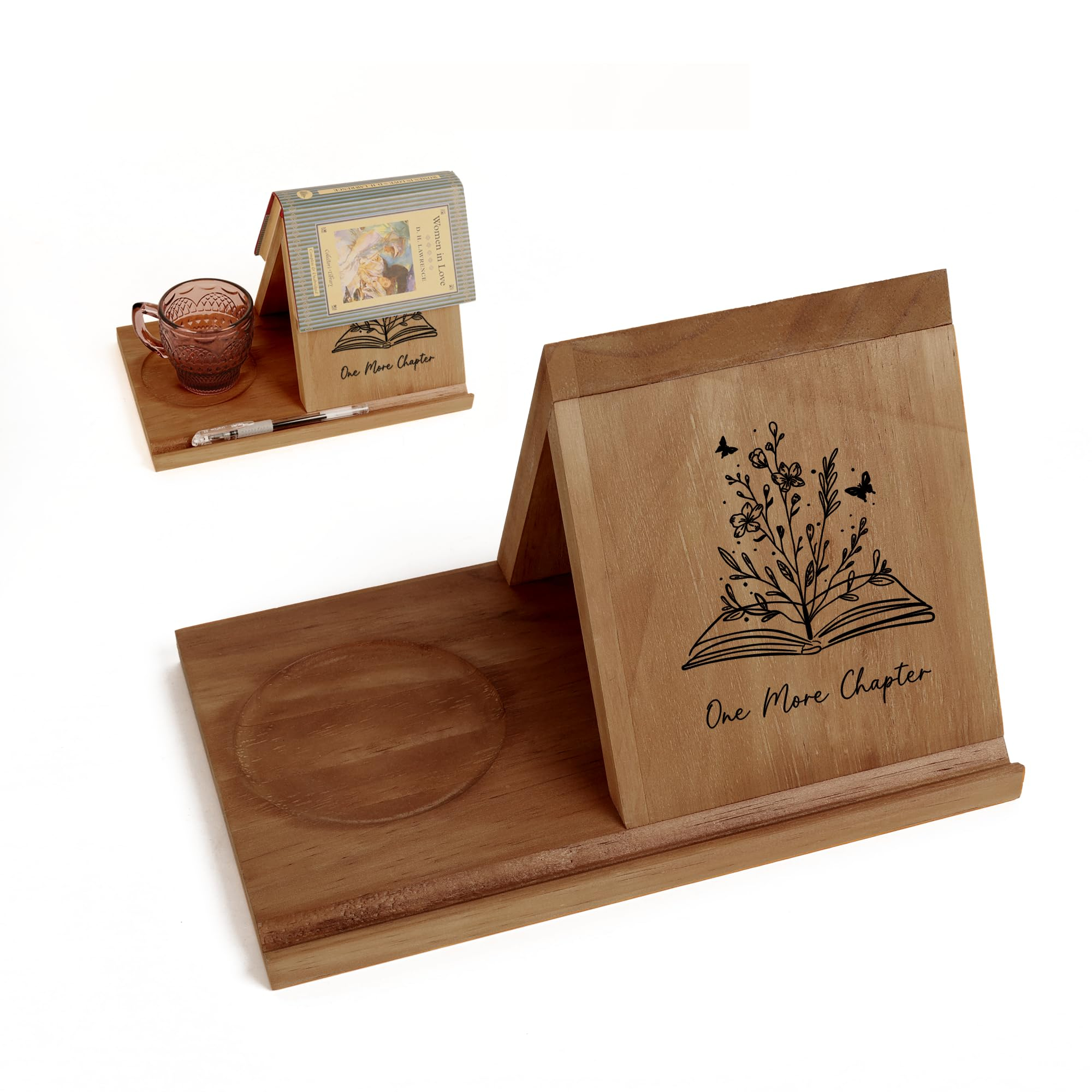 3-in-1 Wooden Triangle Bookmark, Book Stand & Drink Holder