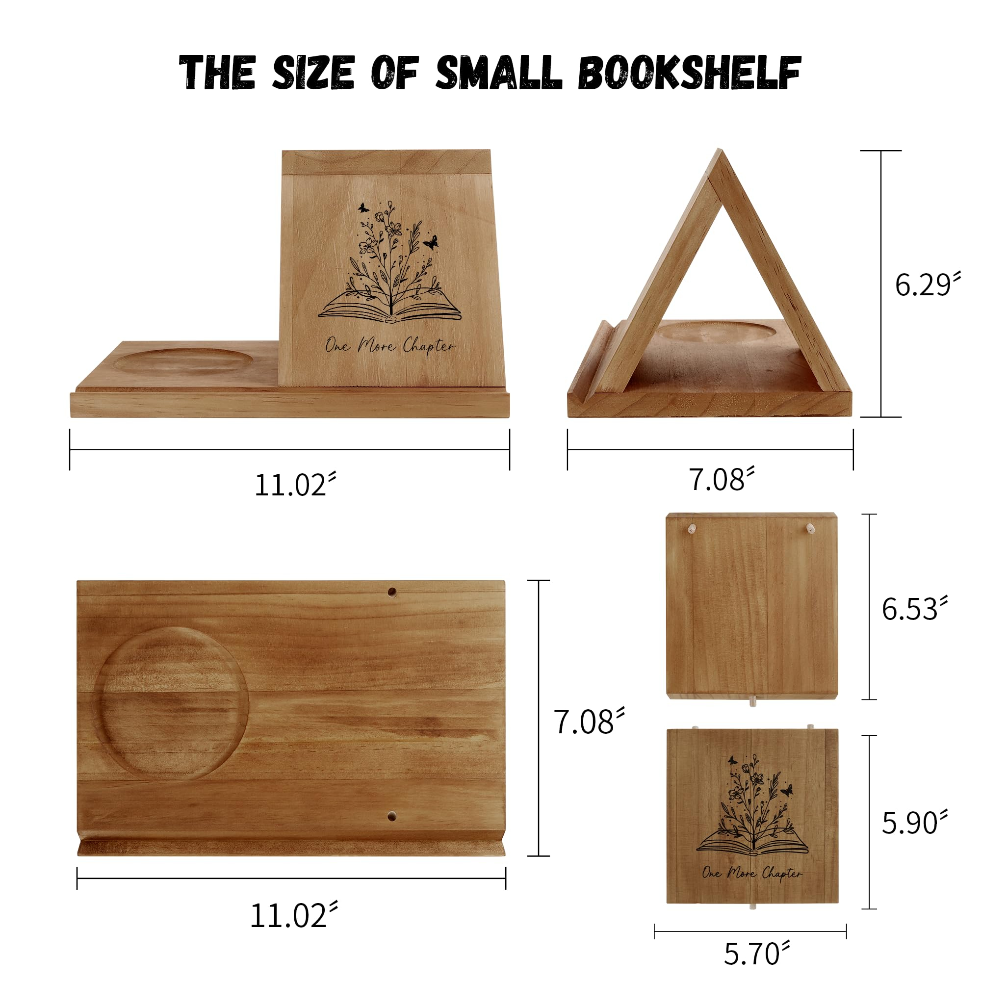 3-in-1 Wooden Triangle Bookmark, Book Stand & Drink Holder
