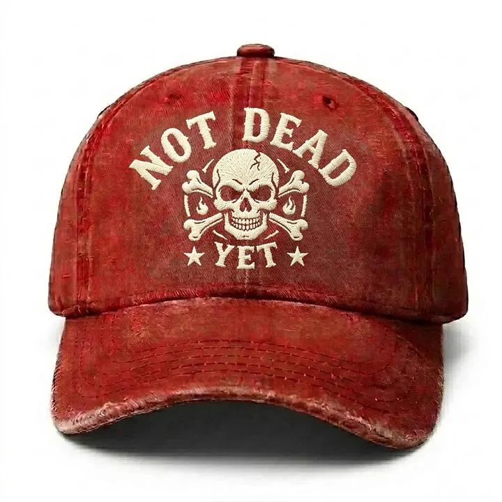 "Not Dead Yet" Skull Embroidery Cap