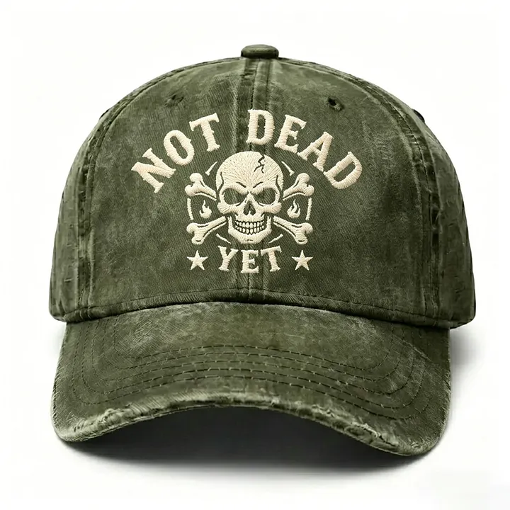 "Not Dead Yet" Skull Embroidery Cap