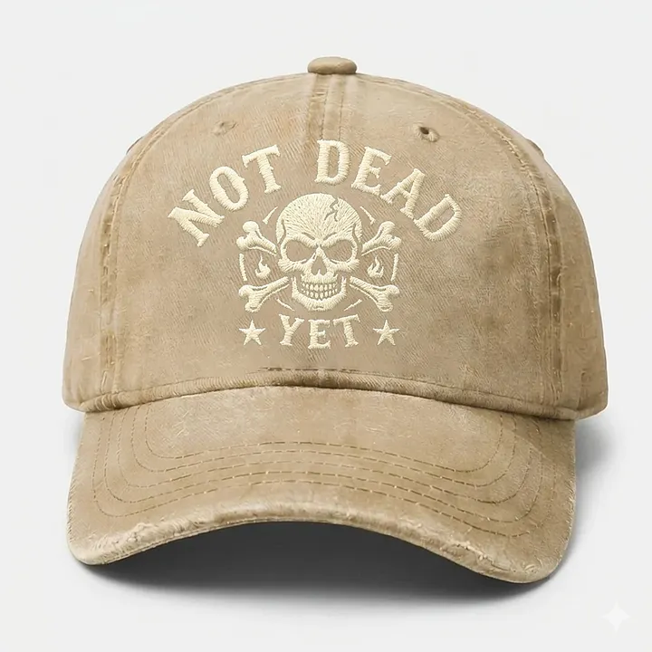 "Not Dead Yet" Skull Embroidery Cap