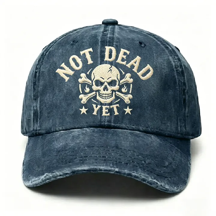 "Not Dead Yet" Skull Embroidery Cap