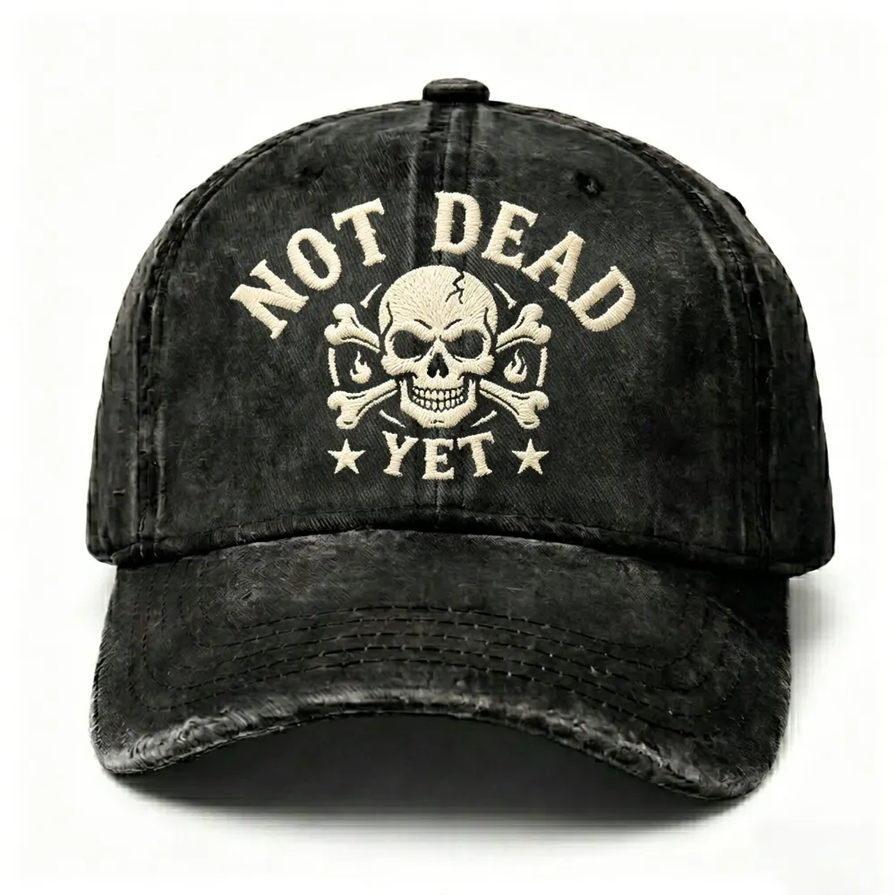 "Not Dead Yet" Skull Embroidery Cap
