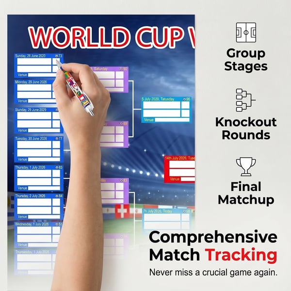 💥Last Day: Buy 2 Get 1 Free - 🗓️ ⚽ 2026 World Cup Poster Set|Group Stage & Knockout Posters (23.6” x 35.4”)