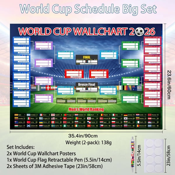 💥Last Day: Buy 2 Get 1 Free - 🗓️ ⚽ 2026 World Cup Poster Set|Group Stage & Knockout Posters (23.6” x 35.4”)