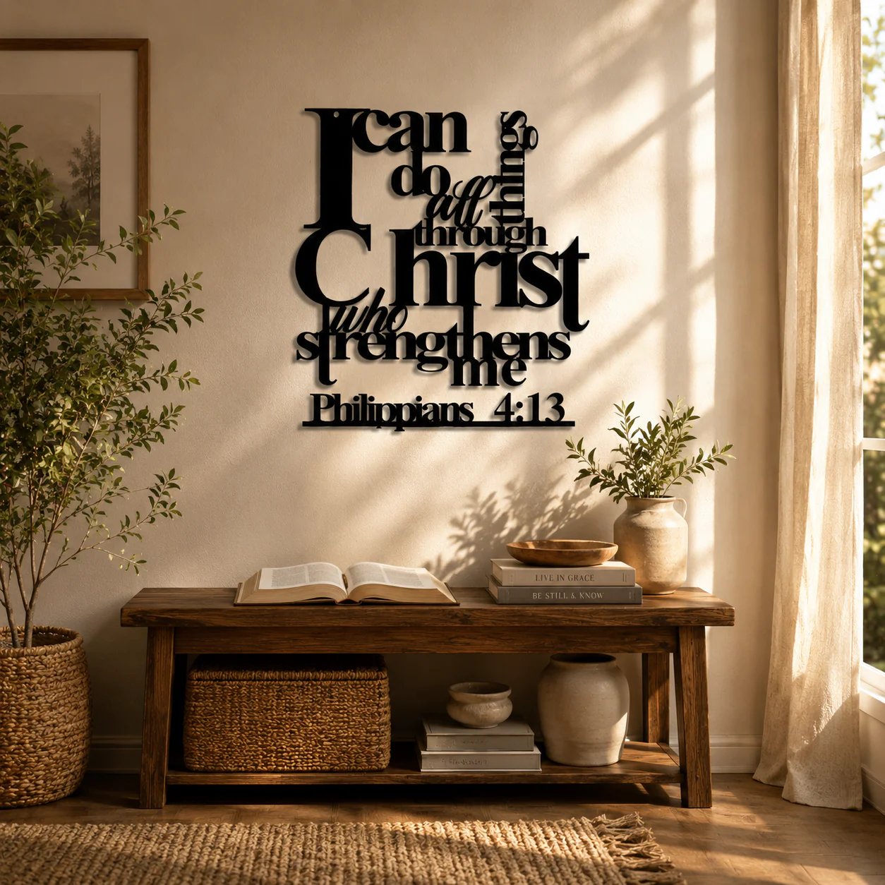 ✝️Philippians 4:13 I Can Do All Things Metal Wall Decor: Christ’s Strength for Your Walls