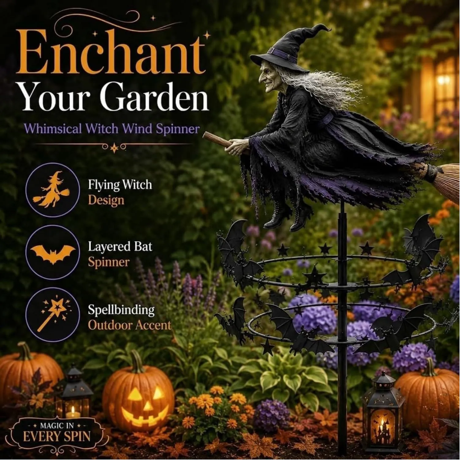 🔥Halloween Early Bird Offer: 50% off🧙‍♀️ The Enchanted Witch Garden Wind Spinner