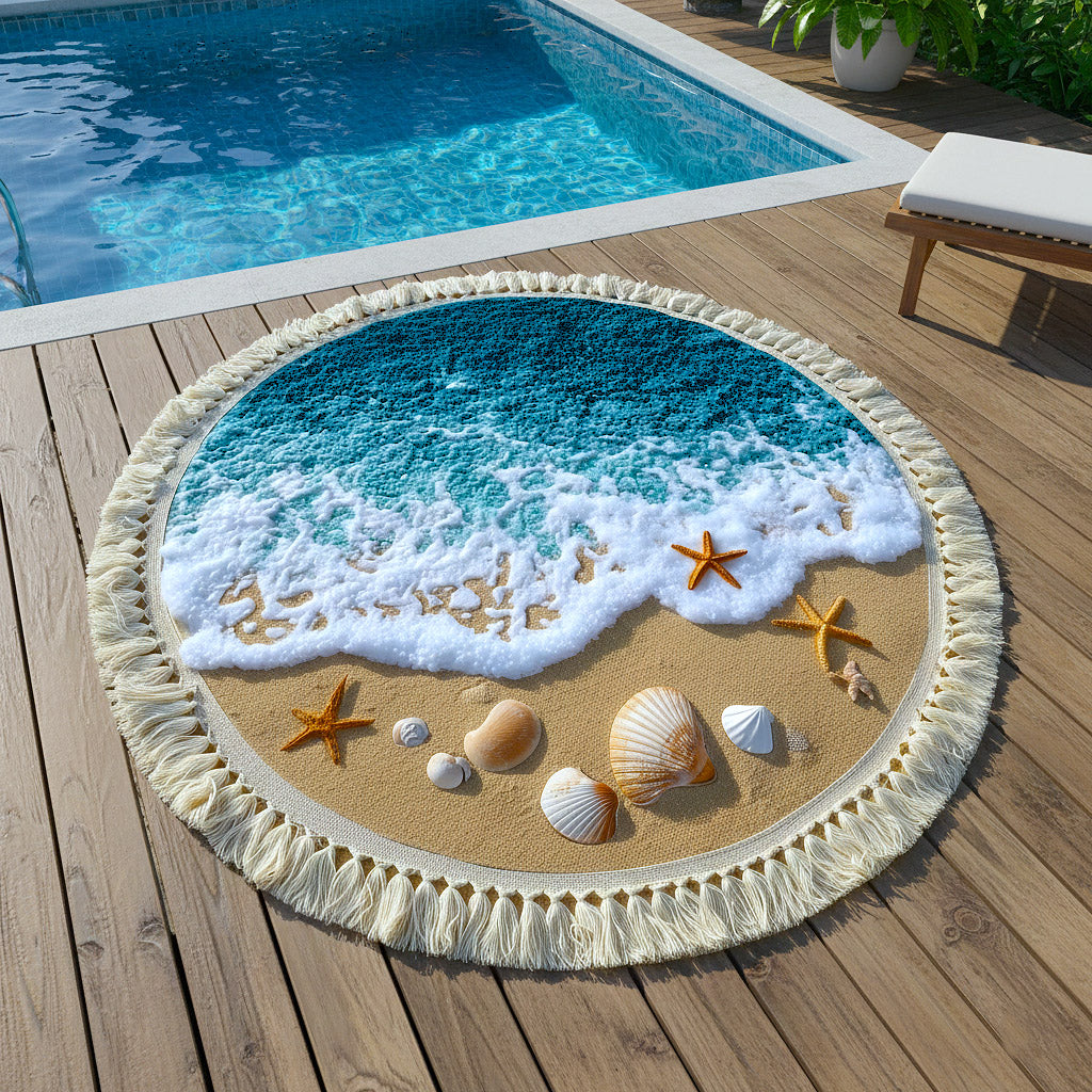 Coastal Calm Round Beach Towel