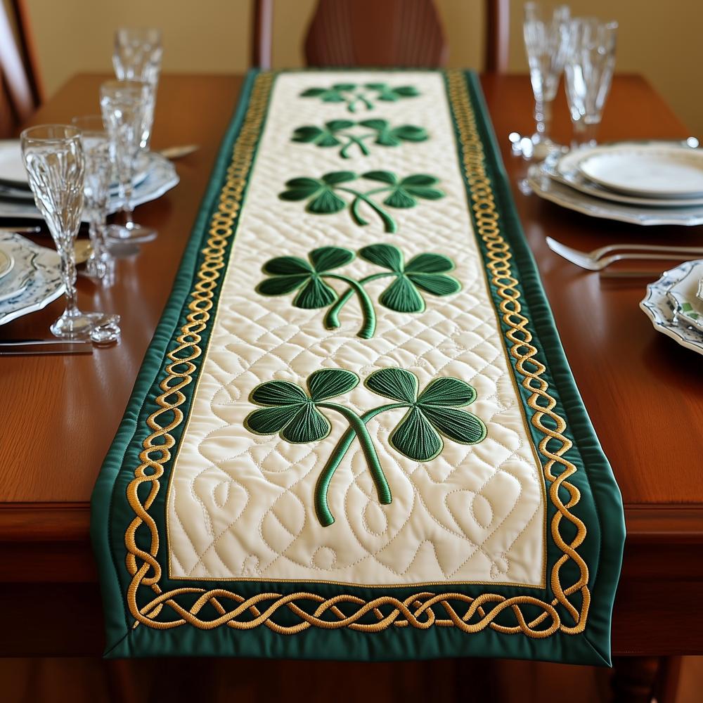 Irish Shamrock Quilted Table Runner