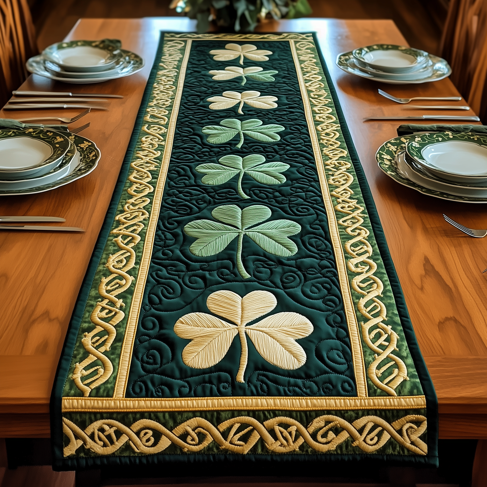 Irish Shamrock Quilted Table Runner