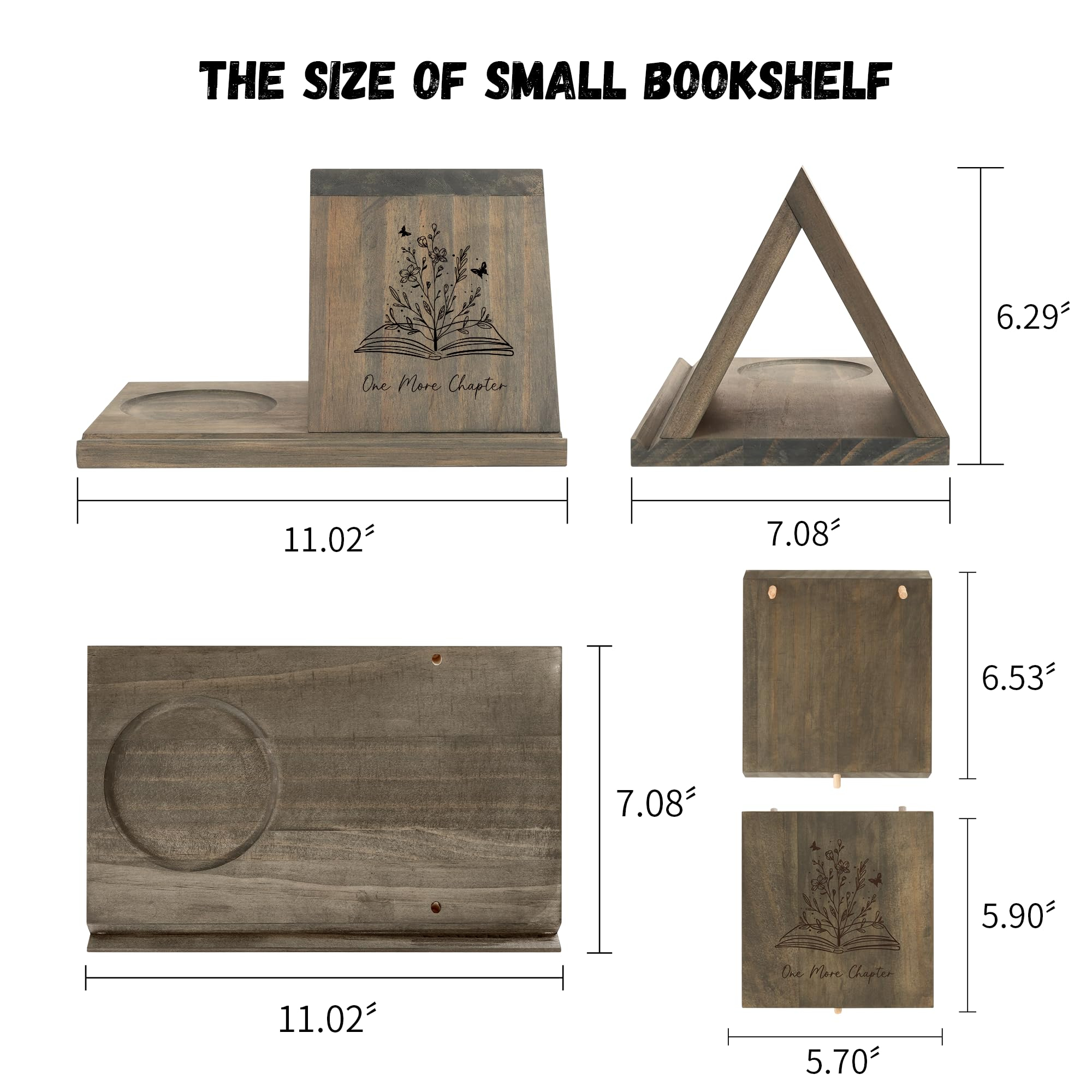 3-in-1 Wooden Triangle Bookmark, Book Stand & Drink Holder