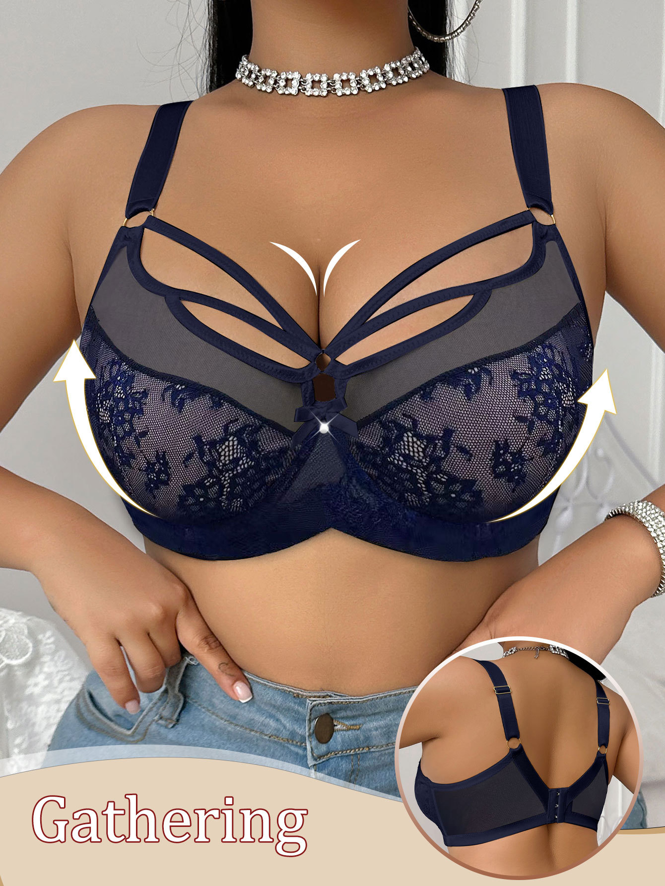 🌸 Plus Size Floral Lace Bra