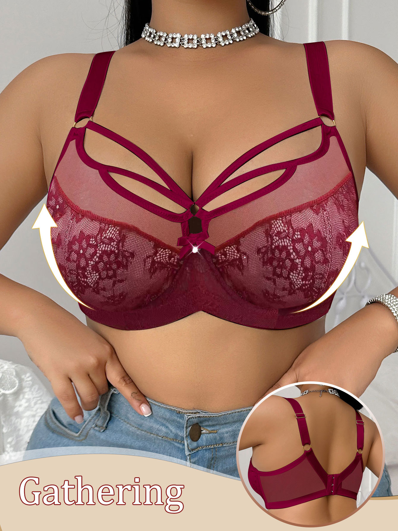 🌸 Plus Size Floral Lace Bra
