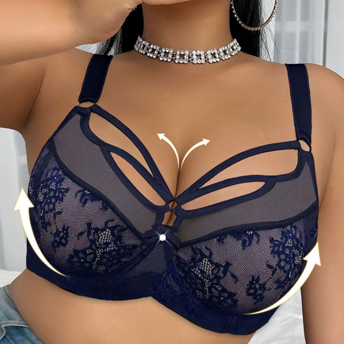 🌸 Plus Size Floral Lace Bra