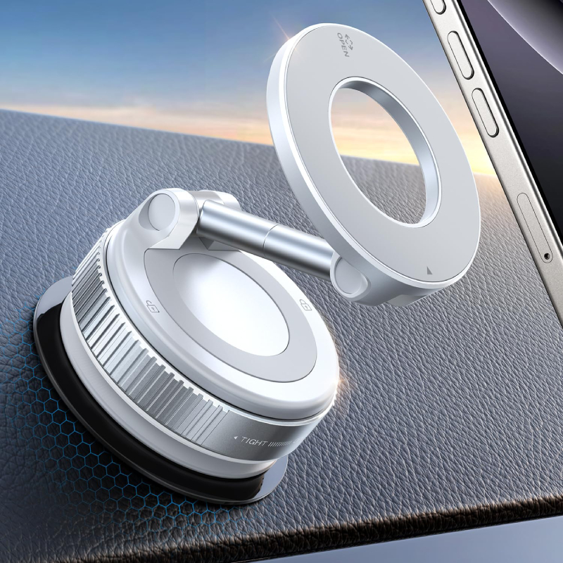 Versatile Vacuum Mag-Suction Mount: Seamless 360° Rotation for Car Interiors and Home Spaces